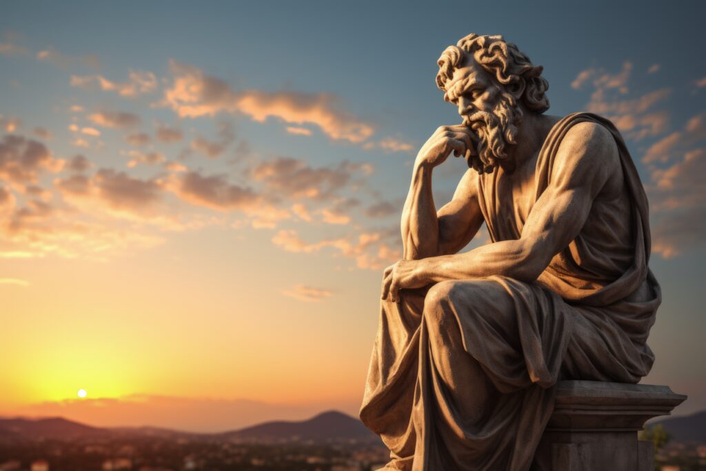 This image has an empty alt attribute; its file name is ancient-greek-deity-philosopher-statue-1024x683.jpg